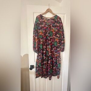ASOS Midi Tiered Floral Dress, Size 8